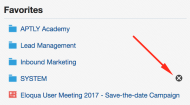 Eloqua Favoriten entfernen